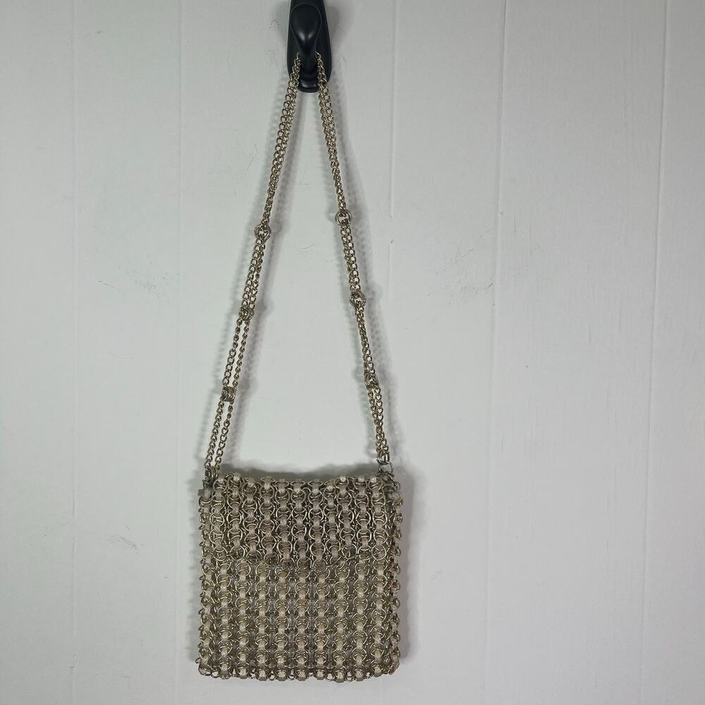 Vintage Walborg Chainmail Purse Gold Metal Ring Woven Shoulder Bag Hong Kong